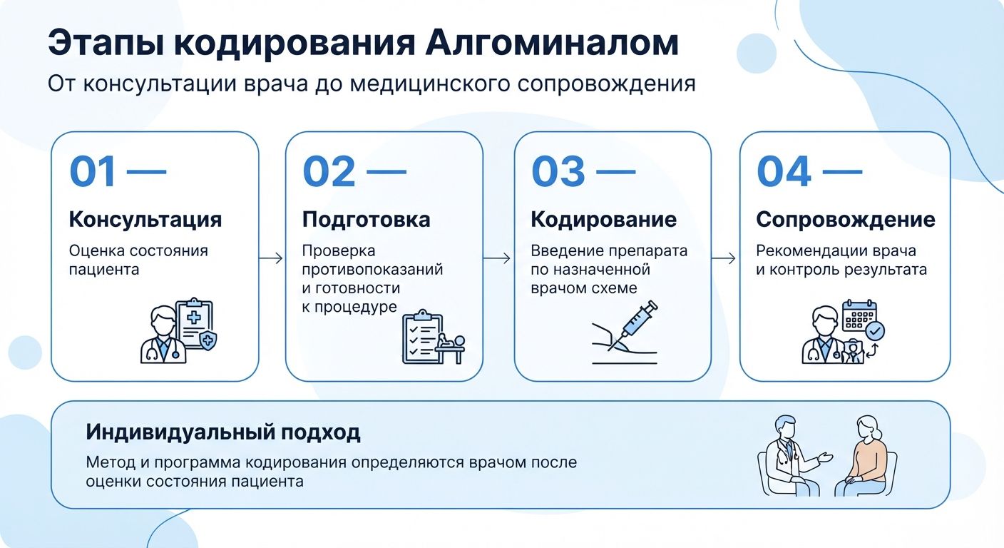Кодирование препаратом «Алгоминал» в Куйбышеве инфографика
